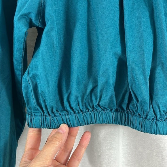 Sundry Teal Cropped Puff Sleeve Boho Blouse Top Womens Size 1 - Picture 3 of 9